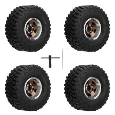 Imagem de Pneus de borracha macia de rastreamento rc com rodas de liga leve de alumínio Desempenho de tração de alto desempenho para SCX24 1/24 1/18 RC Atualize peças de atualização 4pcs (Cobre)