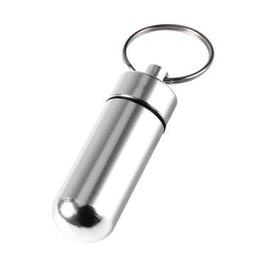 Imagem de KIMISS Caixa de Comprimidos de Chaveiro à Prova d'água - Recipiente de Medicamento Portátil de Alumínio para Comprimidos de Emergência e Perfume - Estojo de Armazenamento Elegante para Viagens e
