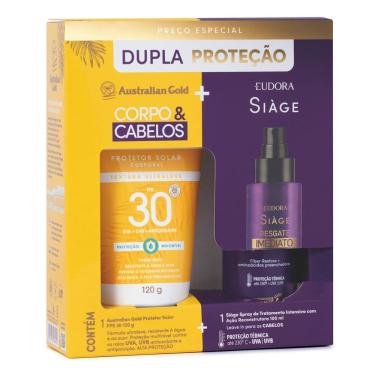 Imagem de Protetor Solar Corporal Australian Gold FPS 30 120g e Leave-In Resgate Imediato 100ml