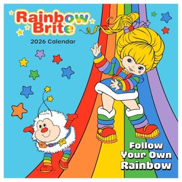 Imagem de TF Publishing Mini calendário Rainbow Brite 2026 com grades mensais para agendamentos e agendamentos – Calendário vertical pequeno de parede 2026 com papel fosco premium para organização de casa e
