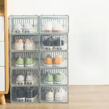 Imagem de Kit 10un Caixa Organizadora Para Tênis Sapatos Multiuso Feminino Masculino Empilhável Tampa Flip(6un)
