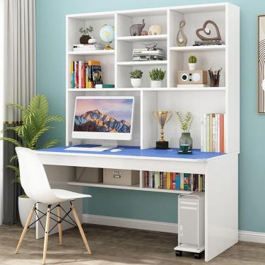 Imagem de Mesa De Computador Com Hutch & Mesa De Estudo De Escrita Moderna Compacta Mesas De Escritório & Estações De Trabalho Para Casa & Escritório, Blue, 120cm