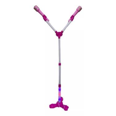 Imagem de Microfone Infantil Duplo Musical Karaokê Rosa Brinquedo - 99 Toys