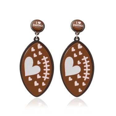 Imagem de Brincos de laço de beisebol softball, brincos de laço de futebol, brincos de dia de jogo, roupas, camisas, mulheres, futebol, beisebol, softball, presentes, acessórios, lembrancinhas de festa, Metal