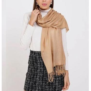 Imagem de Cachecol Xale Scarf Lenço Liso/Xadrez Feminina Pashmina Extra Macia Ar