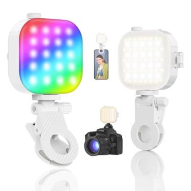 Imagem de TELESIN Luz De Vídeo Rgb Magnética Para Celular/Iphone Magsafe/Ipad/Laptop/Câmera, Selfie 360° Full Color Cri 95+/2500-9000K Iluminação Fotográfica Portátil Com Clipe, 2000Mah Recarregável