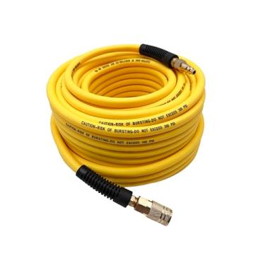 Imagem de SYXQT Mangueira de ar híbrida Huang, 1/10.2 cm x 300 m, 300 PSI resistente, leve, resistente a dobras, flexibilidade para todos os climas, com acoplador e plugue rápido de alumínio sólido giratório de