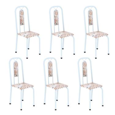 Imagem de Cadeiras para Sala de Jantar 6 Unidades Lívia Botanic Bege / Branco