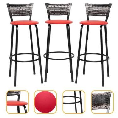Imagem de Kit 3 Banquetas Bancos Para Cozinha Gourmet Bancada Balcão Bar Ilha Ár