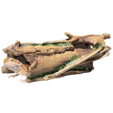 Imagem de Fhiny Tronco de árvore oco de resina para esconderijo de lagarto de terrário, peixes de aquário, esconderijo, lagartixa, acessórios para lagartos, camaleões, dragões barbudos, caranguejos eremitas