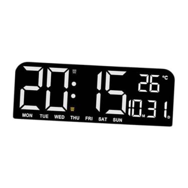 Imagem de Fenteer Relógio de parede digital, grande display LED com data, semana e temperatura, relógio digital LED grande para mesa de cabeceira de sala de estar, Branco