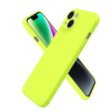 Imagem de oakxco Capa de silicone para iPhone 14 Plus, ultrafina, fina, para mulheres, meninas, cor lisa, minimalista, estética, fofo, feminino, design feminino, gel de borracha macia TPU com capa para câmera