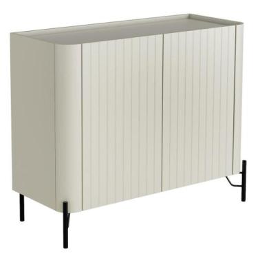 Imagem de Buffet Sala de Jantar 2 Portas Brise 1 Gaveta Pés Industrial Preto Nai