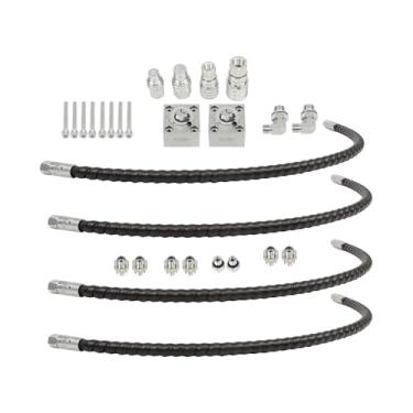 Imagem de waltyotur Substituição de válvulas de desvio de três vias para mini escavadeira de 1-2 toneladas, 2 peças de válvula de desviador hidráulico acessórios de mini escavadeira com mangueiras flexíveis de