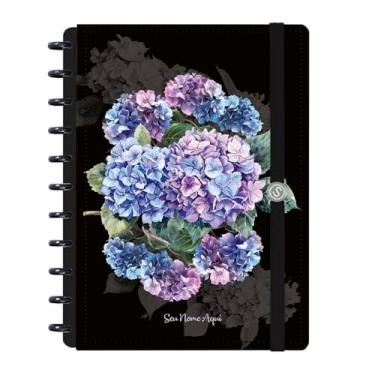 Imagem de Caderno de Disco Inteligente Personalizado Iscool G Floriografia Hortênsias Preto