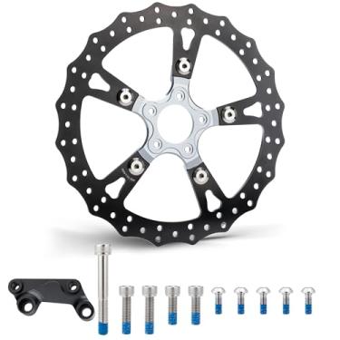 Imagem de MoKitDora Disco de freio dianteiro único de 35,5 cm para Harley '06-'17 Dyna Street Fat Bob Super Wide Sport Glide 2015–up Softail Low Rider Breakout Deluxe Heritage Classic Black Zinc Plating