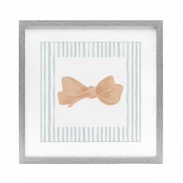 Imagem de Stupell Industries Laço pastel em borda listrada impressão emoldurada cinza design sob vidro por PATRICIA PINTO, 40,6 x 40,6 cm