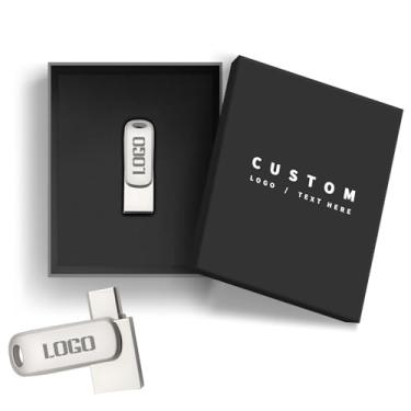 Imagem de Flash Drive OTG de metal personalizado duplo USB 2.0 e tipo C - Stick USB com logotipo personalizado para promoções de negócios, eventos, casamentos - brindes de marca em massa e ferramenta de