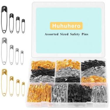 Imagem de Alfinetes de segurança Huhuhero, pacote com 630 tamanhos variados, niq