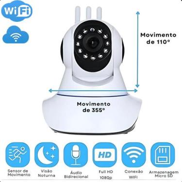 Imagem de Câmera Ip Wifi 3 Antenas 720p Visão Noturna Áudio - LIPPIN