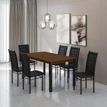 Imagem de Mesa 160x80cm Tampo Mdf com 6 Cadeiras Monaco - Art Panta