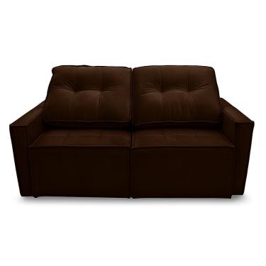 Imagem de Sofá Retrátil Reclinável 2 Lugares Para Sala Veludo Marrom