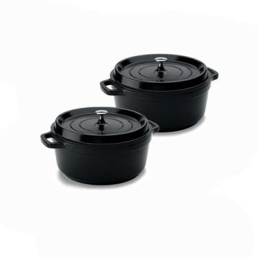 Imagem de Kit Conjunto Caçarola Hercules Revestimento Ceramico Indução Preto 2,4
