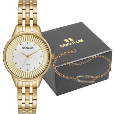 Imagem de Kit Relógio Seculus Feminino Com Pulseira 77177LPSKDS1K2