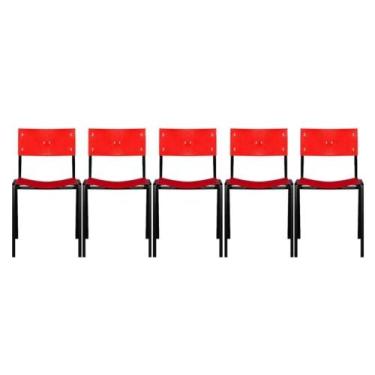 Imagem de Cadeira ISO Empilhavel Com 5 Unidades - Lamar Design, Vermelho