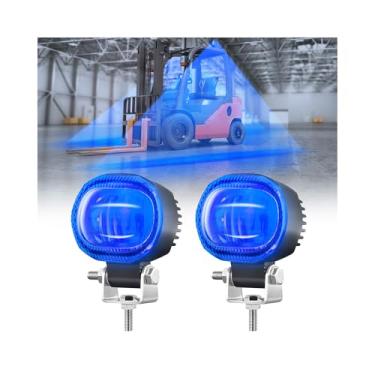 Imagem de Luz de aviso de segurança de empilhadeira LED redonda, luzes de empilhadeira de 10 W com 2 chips LED de alto brilho, refletor de aviso universal DC 10-80V para empilhadeira elétrica, AGV, armazém e