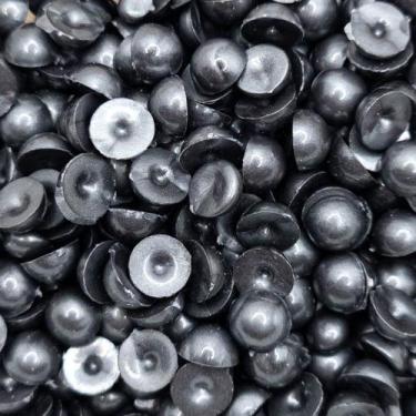 Imagem de Colagem Meia Pérola Plástico Cinza Escuro 8mm 10pçs 4g - Macall