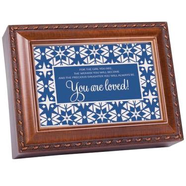 Imagem de Cottage Garden Caixa de joias com foto musical toca Tune You Light Up My Life 15 x 20 cm acrílico e vidro Precious Daughter You are Loved