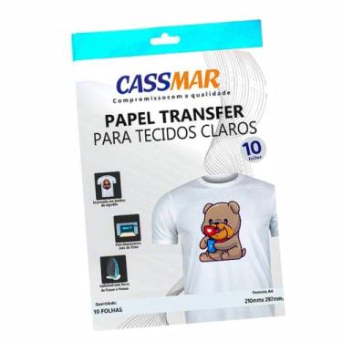 Imagem de Papel Transfer Jato De Tinta A4 Tecidos Claros 150g/m² 10fls Cassmar 1