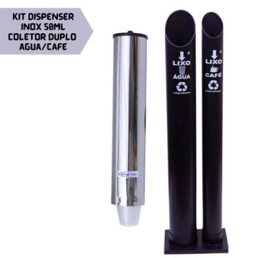 Imagem de Kit Coletor Duplo Água Café E Dispenser Inox Água 50ML - Aldinox