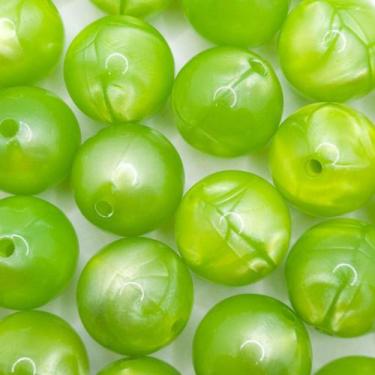 Imagem de Miçanga Passante Bola Lisa Acrílico Verde 25mm 10pçs 100g - Macall