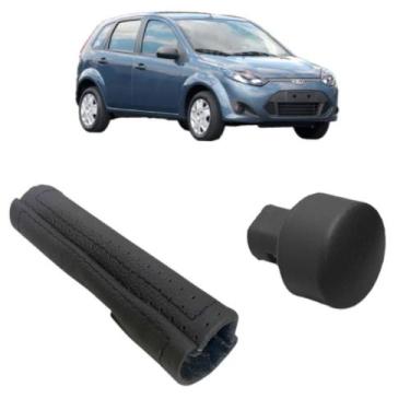 Imagem de Botão Pino Trava E Capa Couro Alavanca Freio De Mão Fiesta Pulse 2007 