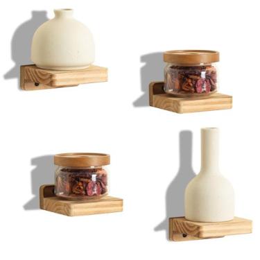 Imagem de Prateleira flutuante, ponto de congelamento, madeira natural, conjunto