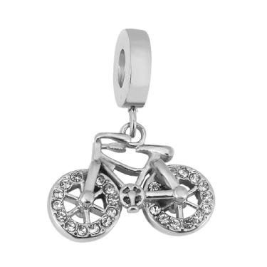 Imagem de BlingNuts Pingente de bicicleta brilhante compatível com pingentes Pandora Pulseiras Presente Mulheres Filha Irmã Amizade Aniversário Zircônia Cúbica