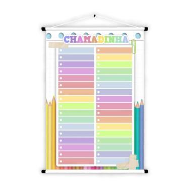 Imagem de Banner de Lona Educativo Chamada Chamadinha Candy Colors Lápis e Folha