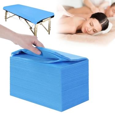 Imagem de 50 peças de lençóis descartáveis de 78,7 cm x 180,3 cm para mesa de massagem, capa de cama de spa, impermeável, respirável, descartável, para spa, tatuagem, salão de beleza, hotéis (azul)