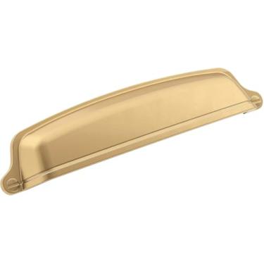 Imagem de Amerock | Puxador de copo de armário | Bronze champanhe | 128 mm (5-1/16 polegadas) centro a centro | Estatura | 1 pacote | Puxador de gaveta | Puxador de armário | Ferragens de armário