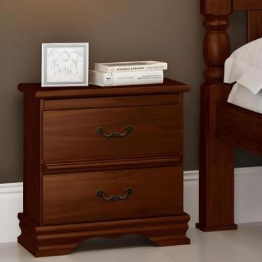 Imagem de Mesa de Cabeceira de Madeira Maciça com 2 Gavetas Eliane cor Avelã - B