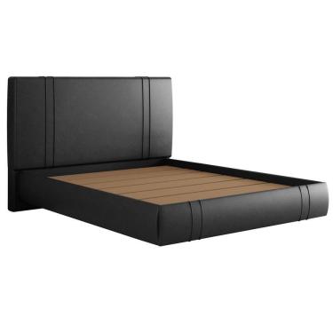 Imagem de Cama Queen Flutuante Com Cabeceira 160cm Astra S04 Couríssimo Preto - Lyam Decor