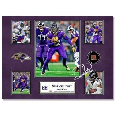 Imagem de WHZKCYH Pôster 2025 Rugby Star Derrick Henry para decoração de parede de quarto de crianças - Pôster assinado superstar do futebol em tela para fãs presentes de meninos e adolescentes