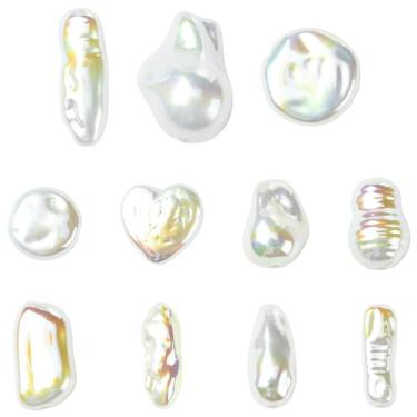 Imagem de UR URLIFEHALL 22 peças, 11 estilos de contas de imitação de pérolas de plástico ABS, coração de arco-íris, contas barrocas irregulares, redondas para pulseira DIY, artesanato, fabricação de joias