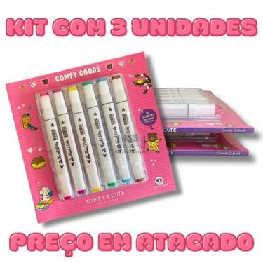Imagem de Livro de colorir com 48 paginas Comfy Goods Fluffy e Cute 6 canetas To