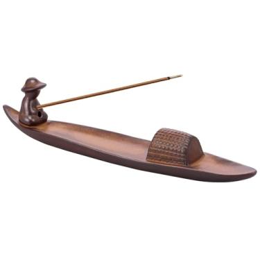 Imagem de Suporte de incenso com 2 furos, suporte de incenso de cerâmica de 25,4 cm de comprimento, bandeja minimalista de cinzas, decoração interna para casa, escritório, sala de ioga (café)