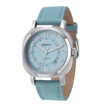 Imagem de BERNY Relógio automático feminino à prova d'água, relógio de pulso feminino superluminoso, mecânico, analógico, caixa de aço inoxidável, cristal de safira, calendário, moderno, presente de aniversário