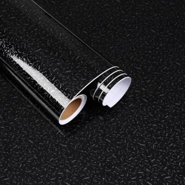 Imagem de FANCYEASY Papel de contato de bancada de granito preto brilhante à prova d'água removível papel de parede de mármore preto descasque e cole bancadas para cozinha, armários de banheiro, prateleiras