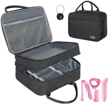 Imagem de LASUK Estojo organizador de brinquedos bloqueável para mulheres e homens, bolsa de viagem com caixa de bloqueio, estojo organizador de brinquedos reutilizável, camada dupla